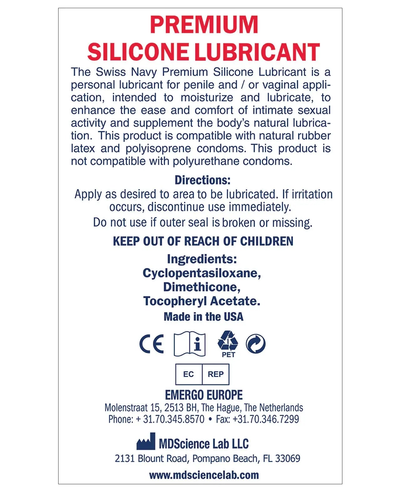 Swiss Navy Lube Silicone Swiss Navy