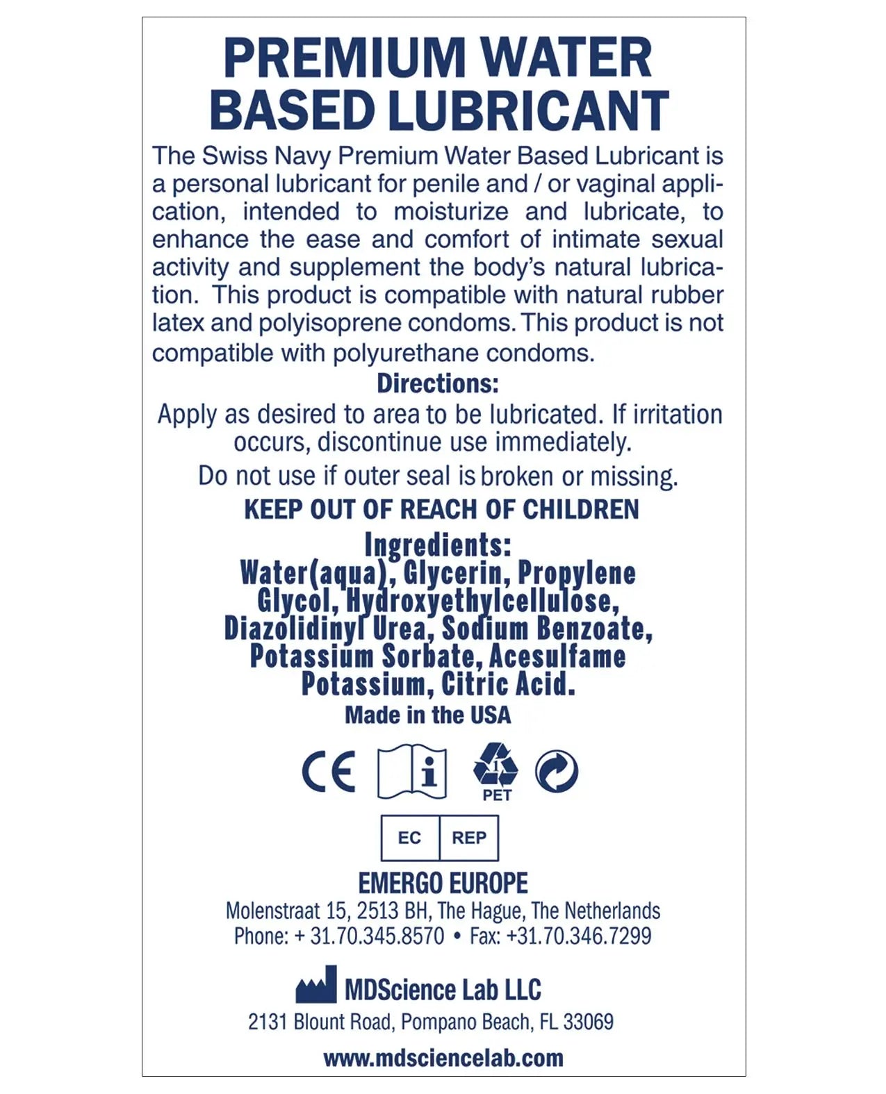 Swiss Navy Water Based Lube Swiss Navy