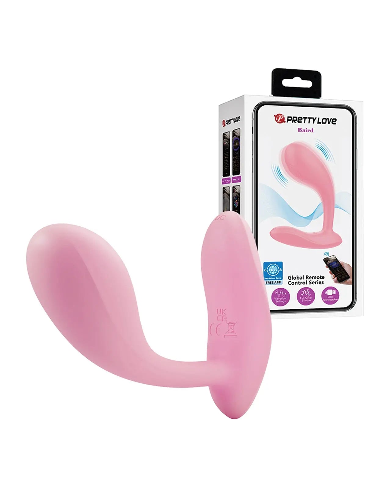 Pretty Love Baird App-Enabled Vibrating Butt Plug - Hot Pink Pretty Love