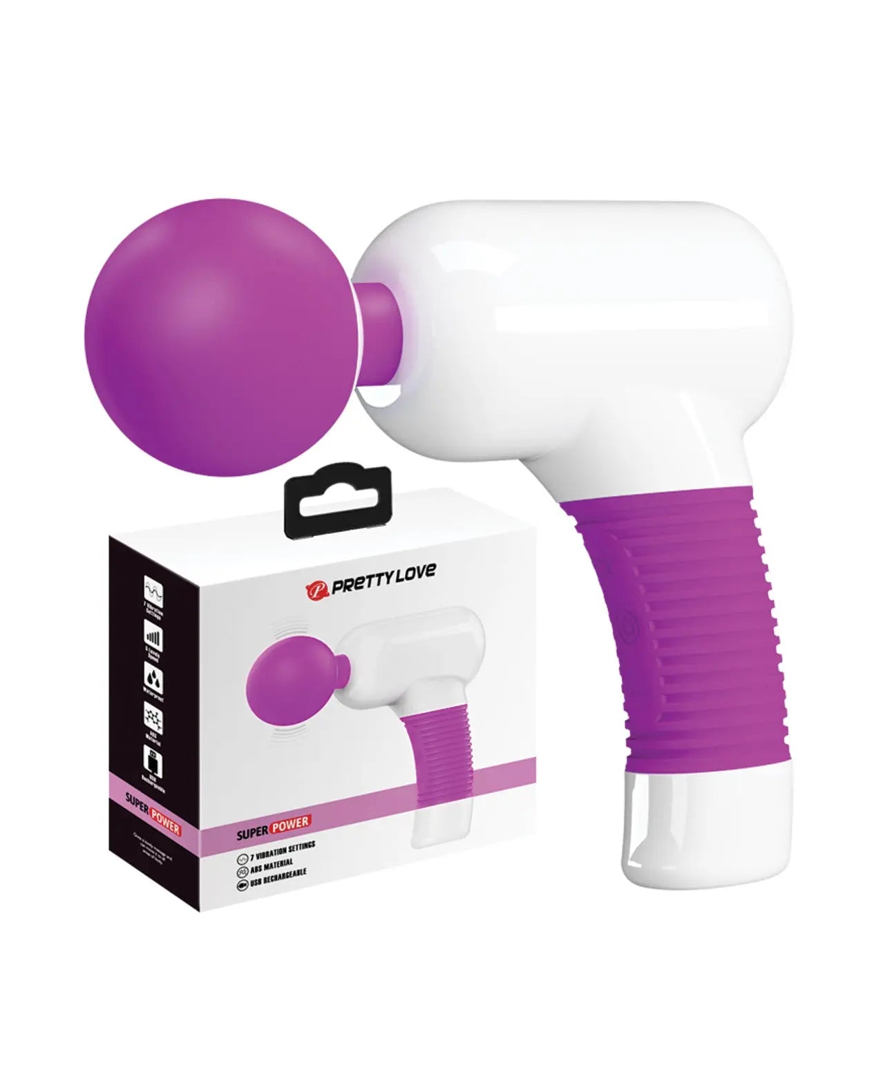 Pretty Love Super Power Fun Gun Massager - White/Fuchsia Pretty Love