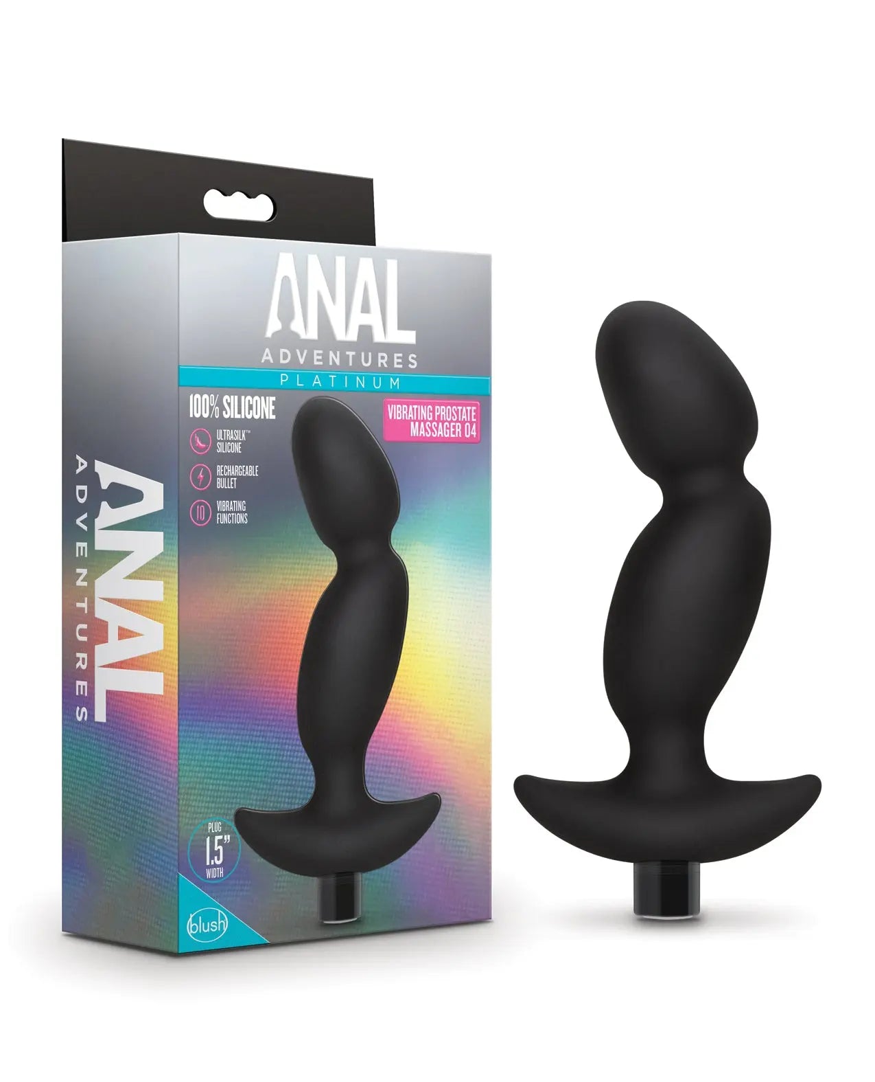Blush Anal Adventures Platinum Silicone Vibrating Prostate Massager 04- Black Anal Adventures