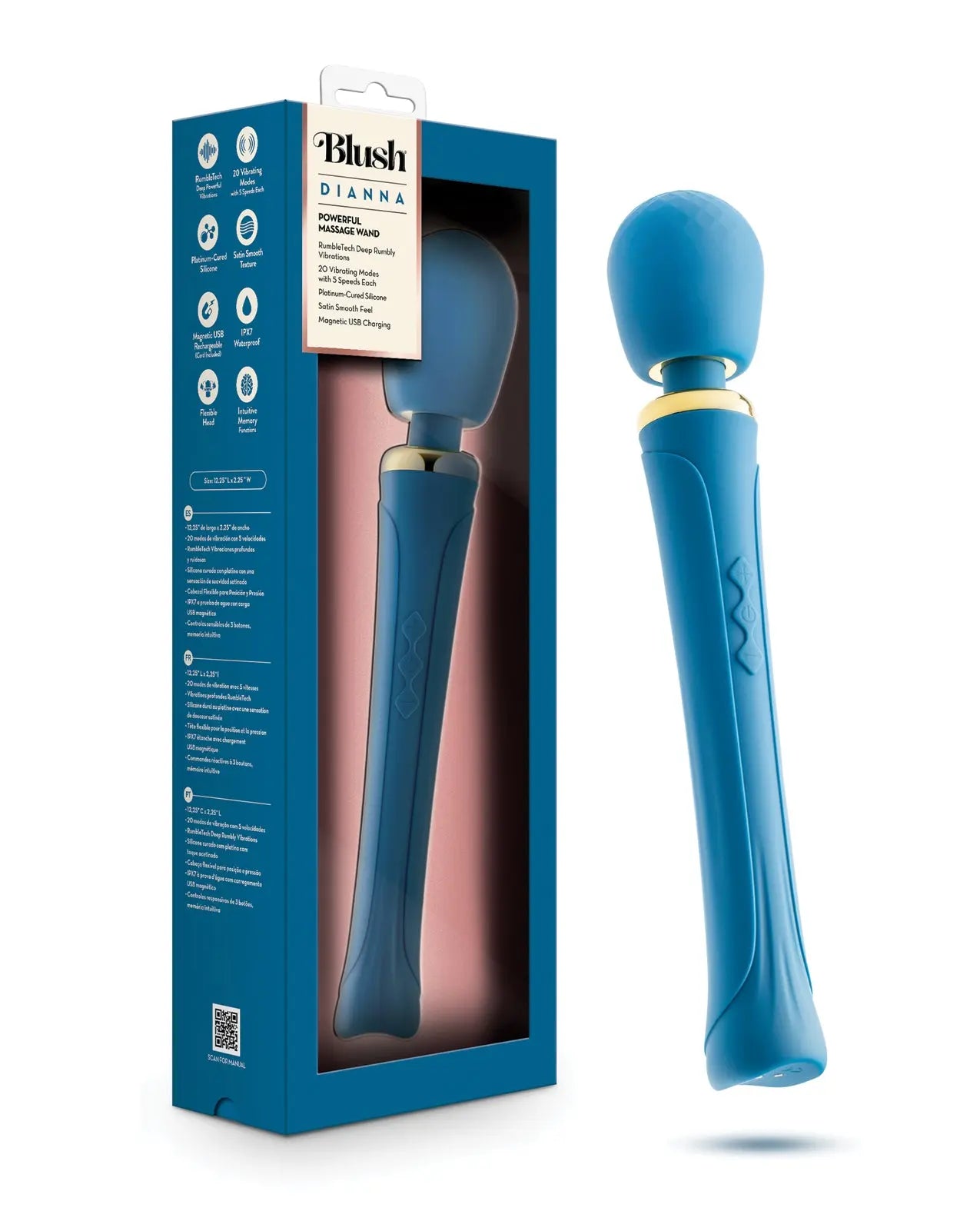 Blush Novelties Blush Dianna Wand Massager - Teal Blush Novelties