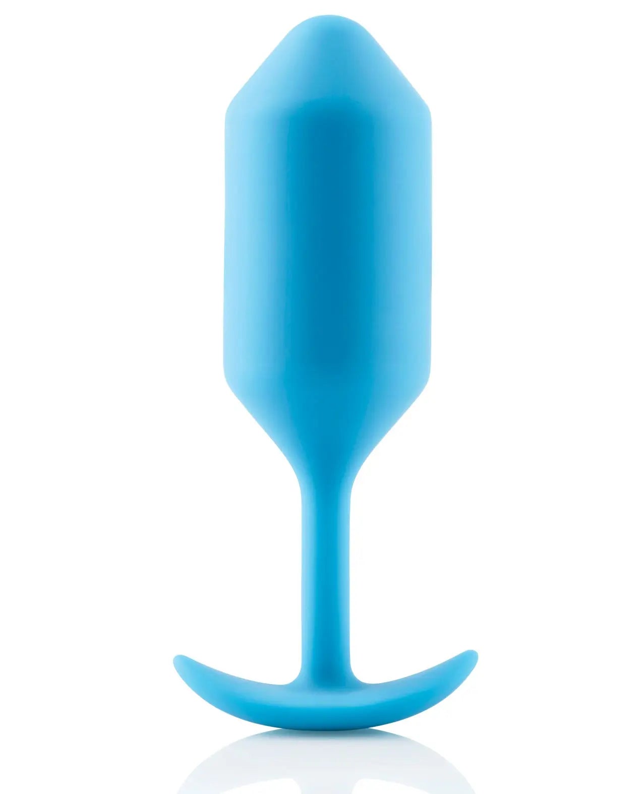 Blue silicone butt plug on a white background