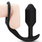 b-Vibe Snug & Tug Weighted Silicone & Penis Ring - 128 g Black b-vibe