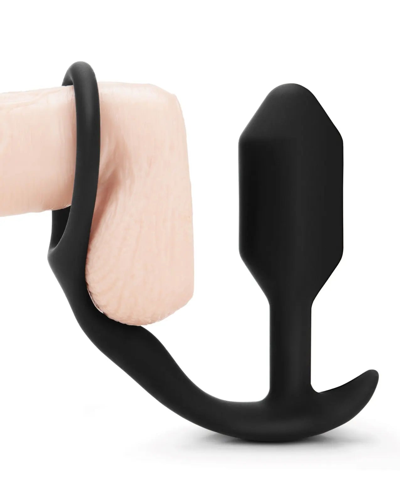b-Vibe Snug & Tug Weighted Silicone & Penis Ring - 128 g Black b-vibe