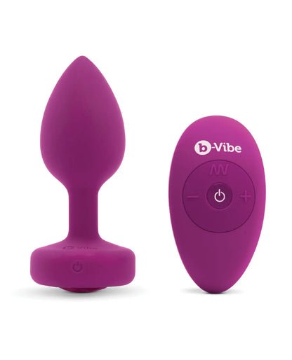 b-Vibe Remote Control Vibrating Jewel Plug (S/M) - Fuchsia b-vibe
