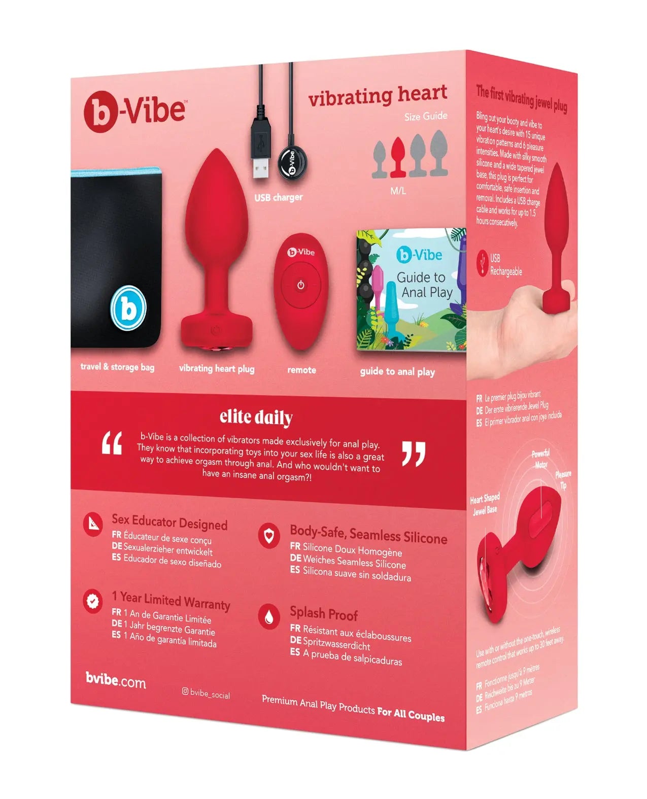 b-Vibe Vibrating Heart Plug M/L b-vibe