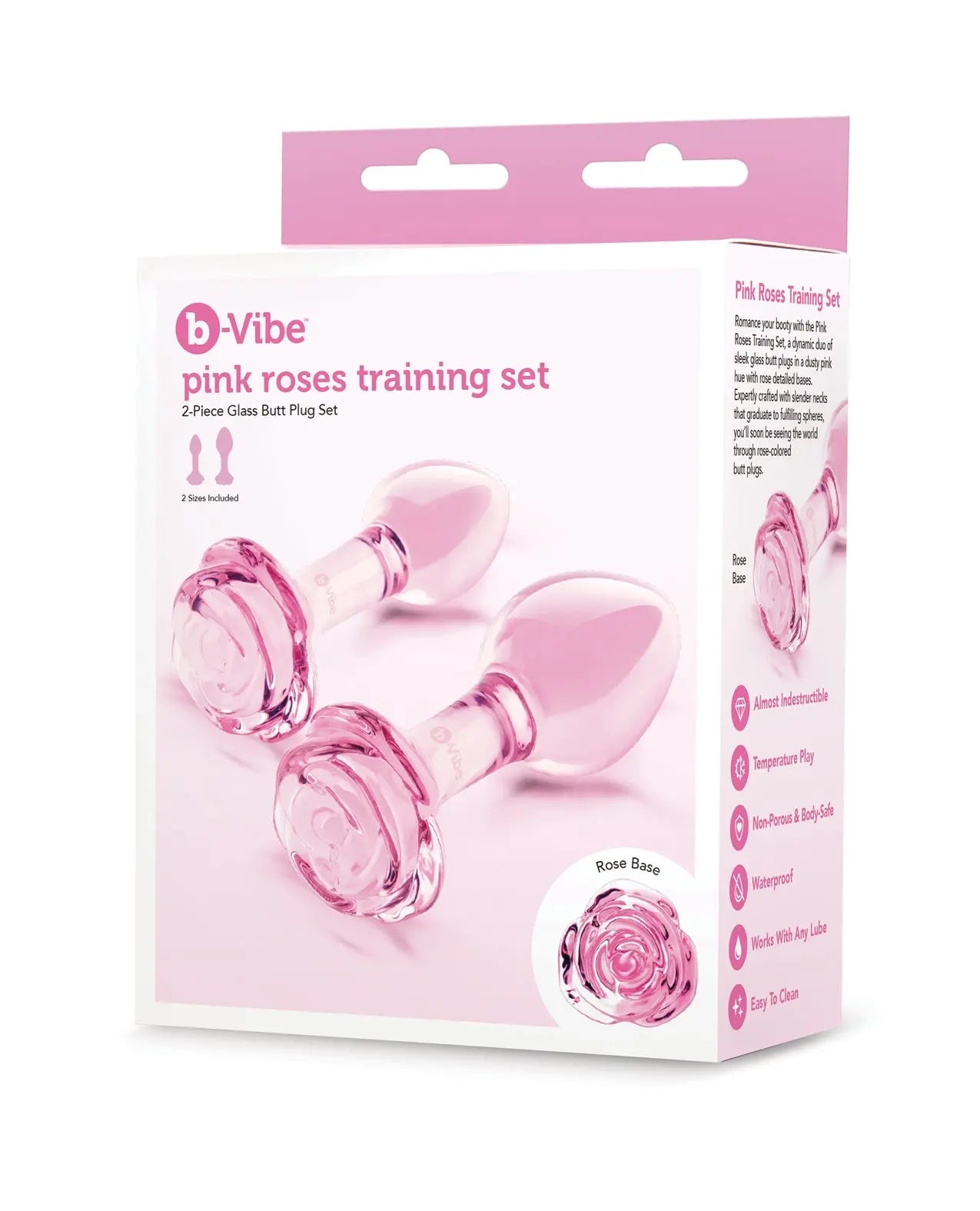 b-Vibe Pink Roses Training Set - Glass Anal Plugs b-vibe