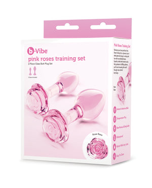 b-Vibe Pink Roses Training Set - Glass Anal Plugs