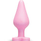 Pink silicone butt plug on a white background