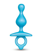 Blue anal toy/bead on a white background