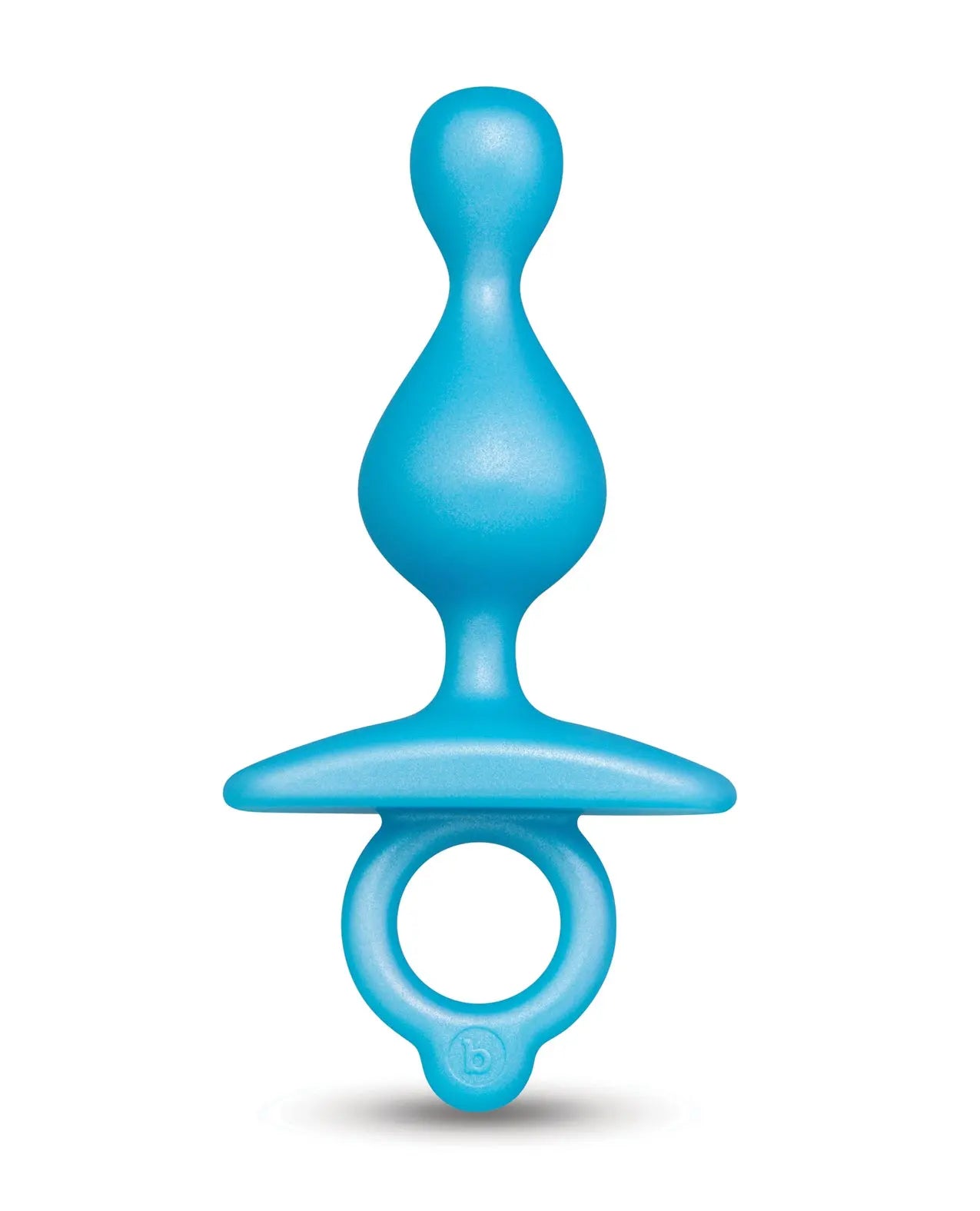 Blue anal toy/bead on a white background