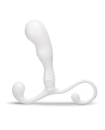 White silicone butt plug and prostate massager on a white background