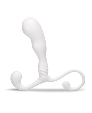 White silicone butt plug and prostate massager on a white background