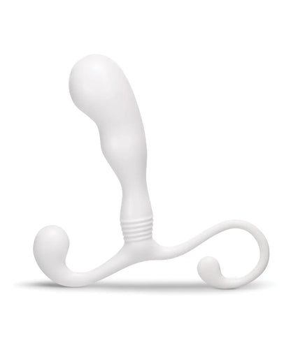 White silicone butt plug and prostate massager on a white background