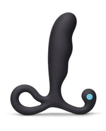Black silicone b-vibe P-Spot Vibing Hands-Free Prostate Massager  with a blue logo on a white background