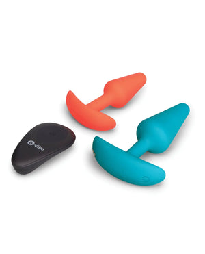 b-vibe Anal Training Bundle 2-Piece Set Includes Beginner Plug & Rechargeable Vibrating Plug with Remote b-vibe