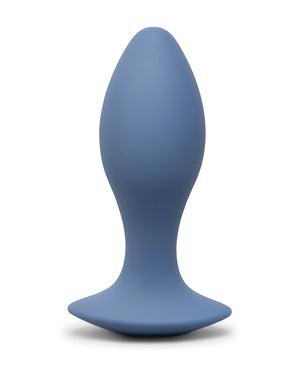 Blue silicone butt plug on a white background