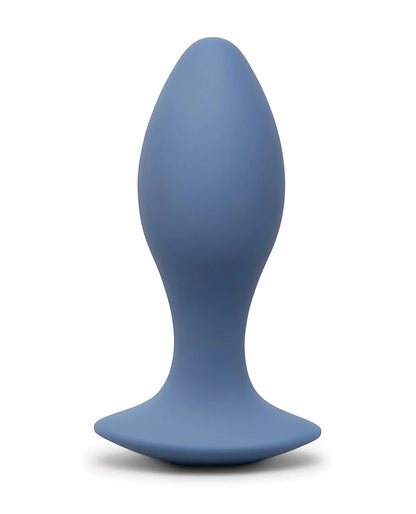 Blue silicone b-Vibe 4" Vibing Plug and Anal Massager on a white background