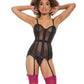 Coquette Powernet Fully Boned Corset with Lace-Up Back Black MD