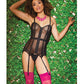 Coquette Powernet Fully Boned Corset with Lace-Up Back Black MD
