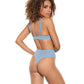 Coquette Scallop Stretch Lace & Sheer Mesh Teddy with Front V Cut Out Blue MD