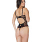 Coquette Stretch Mesh Underwire Teddy with Ribbon Detail Black Medium