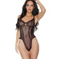 Coquette Stretch Mesh Underwire Teddy with Ribbon Detail Black Small