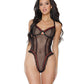 Coquette Stretch Mesh Underwire Teddy with Ribbon Detail Black Small Coquette
