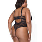 Coquette Lace Teddy with Padded Underwire Cups & Removable Neck Accent - Black 3X/4X