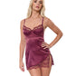 Coquette Scallop Lace Trimmed Stretch Satin Chemise with Underwire Cups | Mauve Plum LG