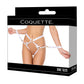 Coquette Satin Ribbon with Elastic Harness & Cuffs Set - White/Gold O/S