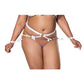 Coquette Satin Ribbon with Elastic Harness & Cuffs Set - White/Gold QN