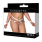 Coquette Satin Ribbon with Elastic Harness & Cuffs Set - White/Gold QN