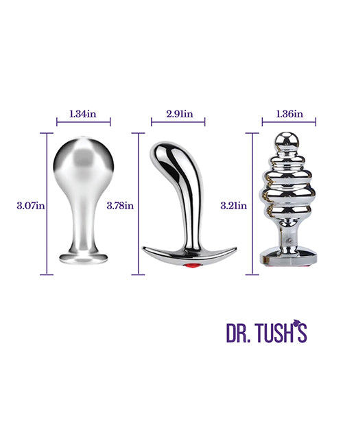 Dr. Tush's Tools of Temptation Medium metal anal plug set