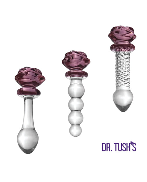 Dr. Tush's Sacred Glass Rose Collection Anal Plug Set