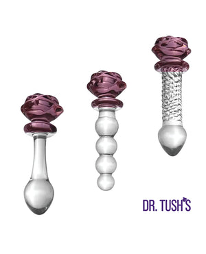 Dr. Tush's Sacred Glass Rose Collection Anal Plug Set