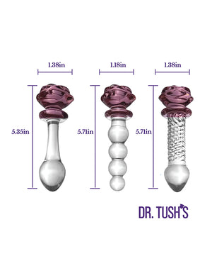 Dr. Tush's Sacred Glass Rose Collection Anal Plug Set