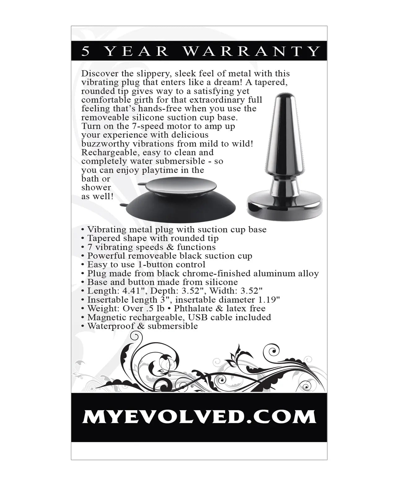 Evolved Beginner Vibrating Rechargeable Metal Plug Evolved