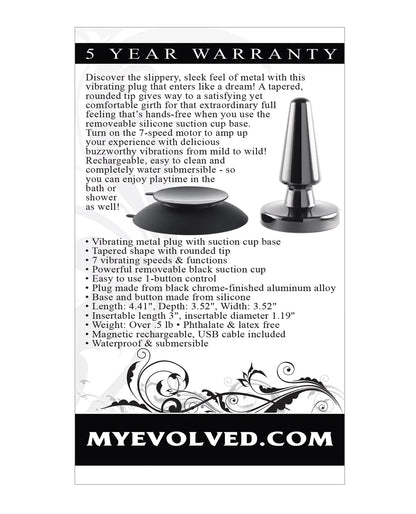 Evolved Beginner Vibrating Rechargeable Metal Plug Evolved