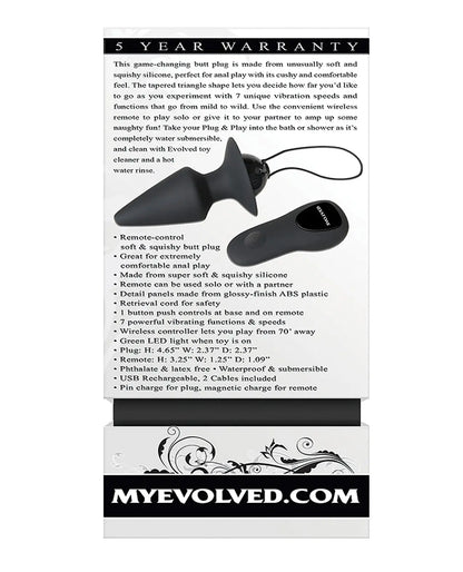 Evolved Plug & Play Remote Anal Plug Evolved