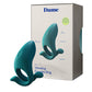 Dame Hug Vibrating Couples Ring in Fir green shown beside its retail packaging box