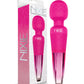 Nixie Rechargeable Wand Massager - in Pink Ombre Metallic Nixie on a white background with the product box