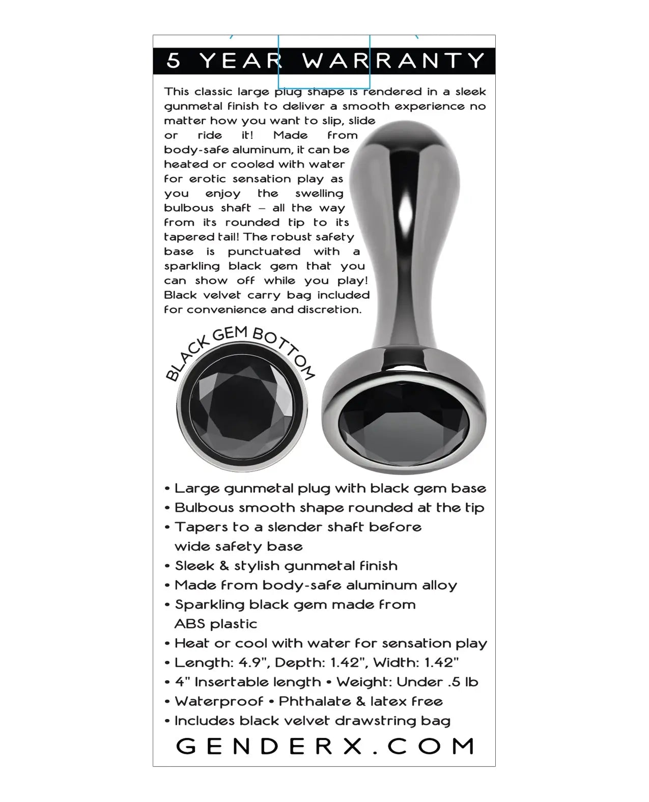 Gender X Black Pearl Plug Gender X