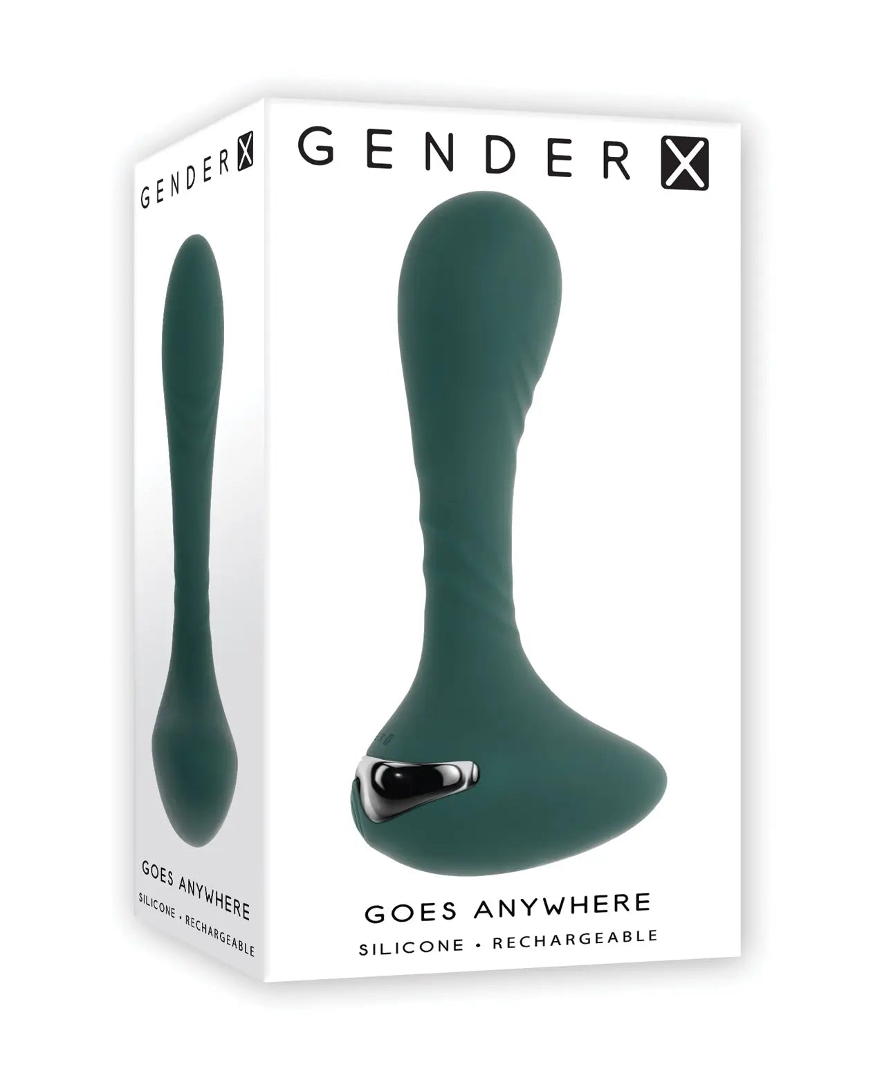 Gender X Goes Anywhere Vibrating Silicone Plug - Teal Gender X