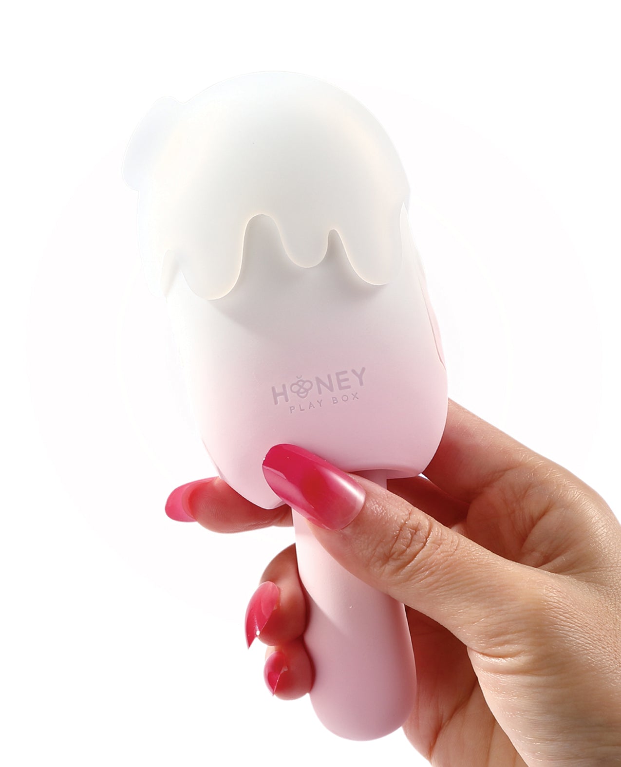 Honey Play Box Bite Me Sucking, Tapping & Vibrating Cream Pop Stimulator - Pink/White