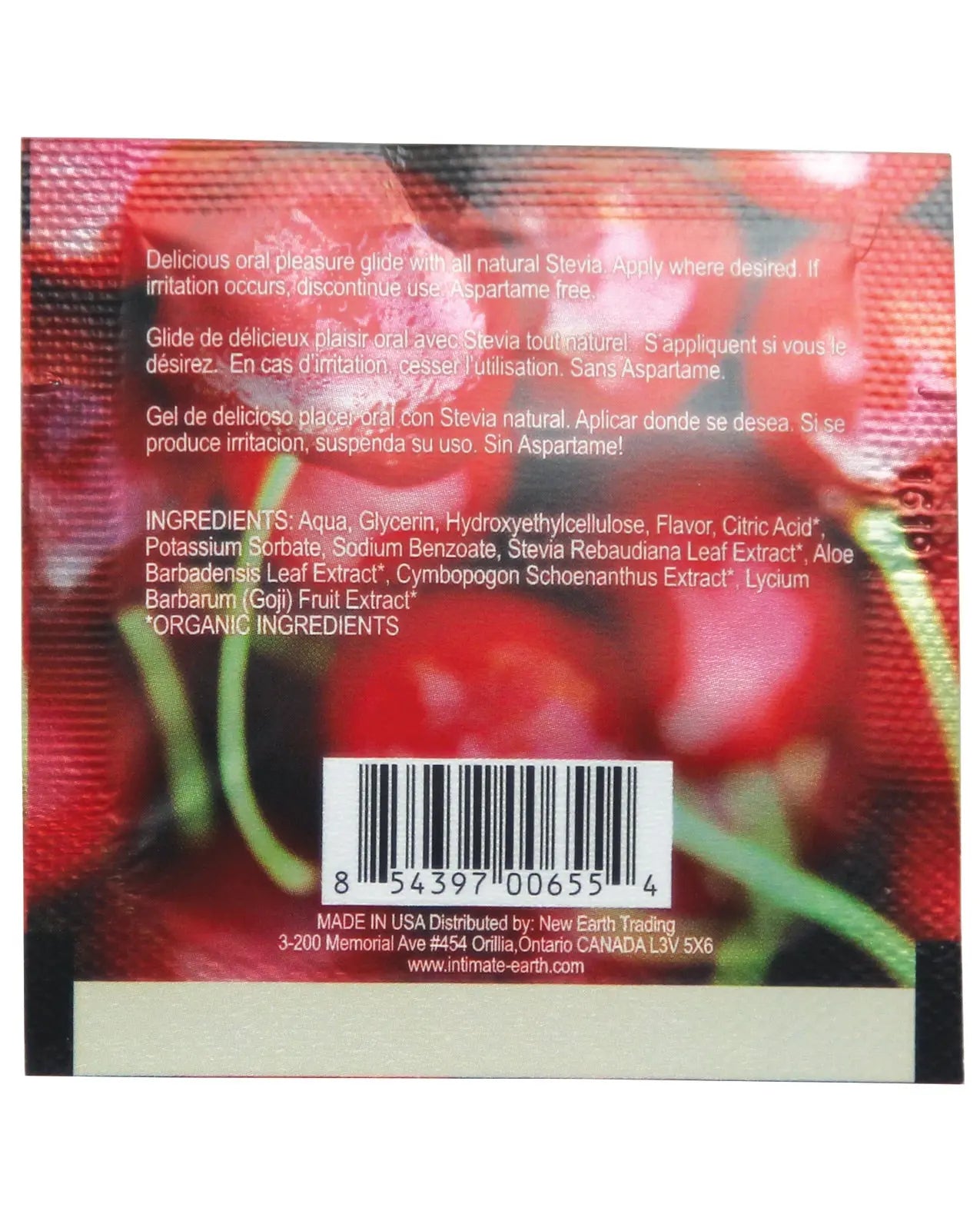 Intimate Earth Lubricant Foil - Wild Cherries Intimate Earth