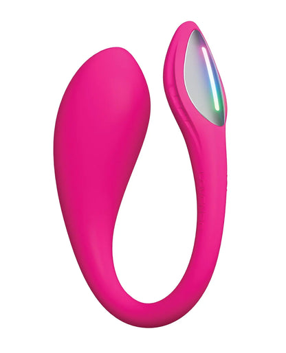 Lovense Lush Mini app-controlled G-spot vibrator in pink, front view showing Lovense logo on the tail, no packaging shown