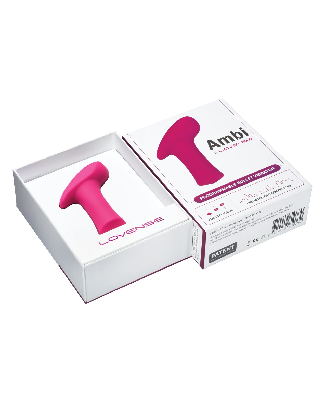Pink vibrating device with 'Ampi' branding on a white background