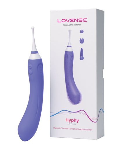 Purple Lovense Hyphy Hi-Frequency Stimulator Vibrator device with 'Lovense' packaging on a white background